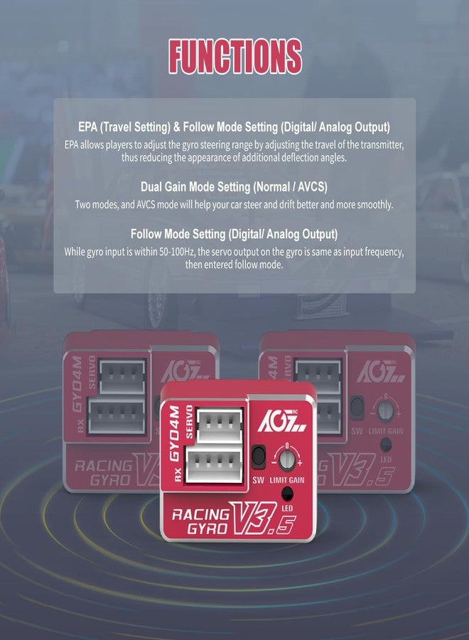 AGFRC Upgraded Mini Z RC Gyros - Mini Gyros for Drifting Mini-Z Car/Full Aluminum 4Gram Precision Red RC Gyro Set for Competition Grade RC Drifting (GY04M V3.5) - Image 5